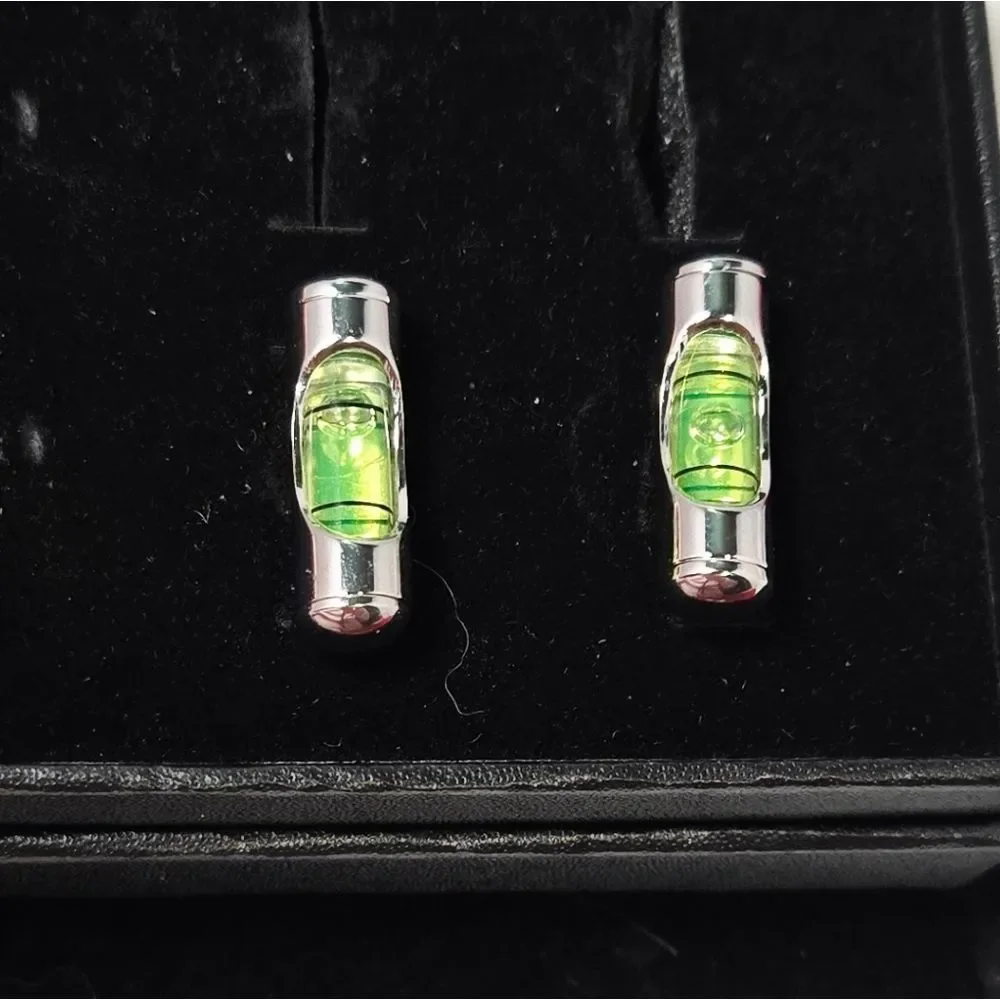 Green Level Cufflinks Working Bubble Novelty Engineer Architect Contractor Gift